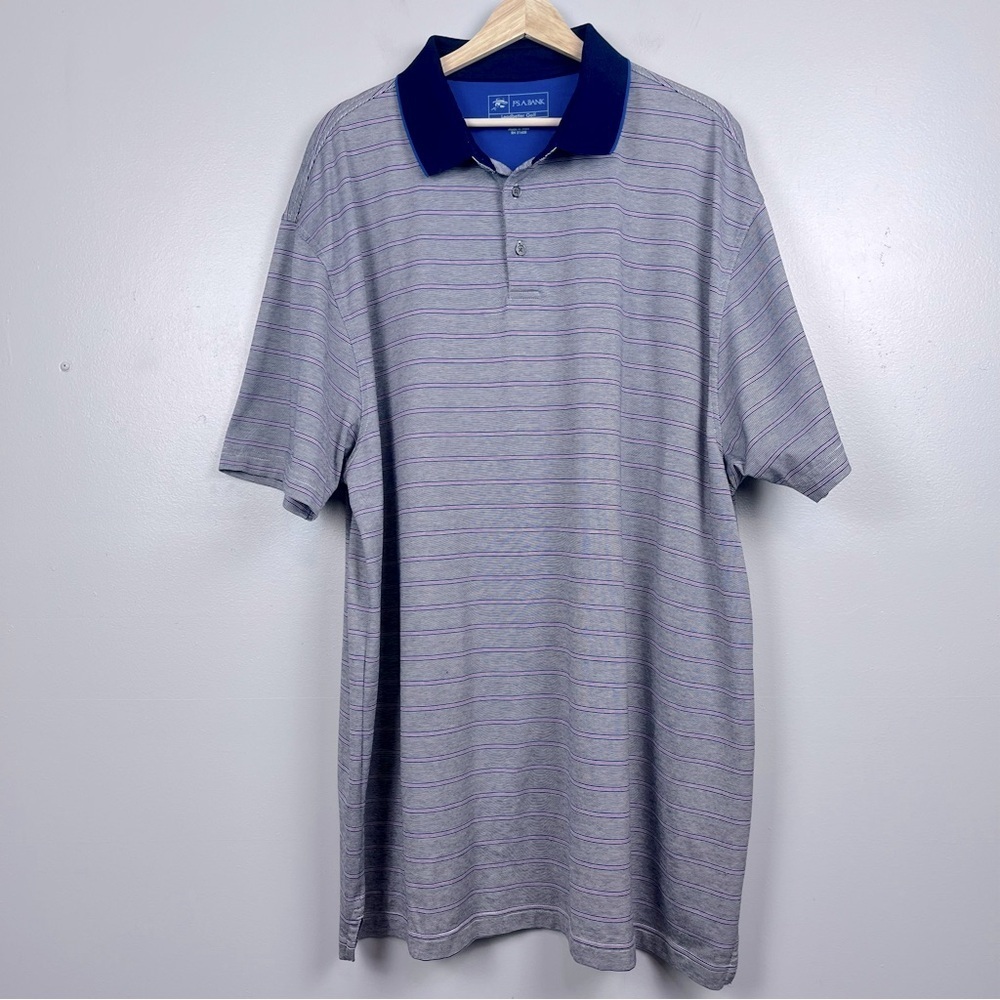 Jos A Bank Men's Leadbetter Cotton Blend Golf Striped Polo Size 2XL; Activewear
